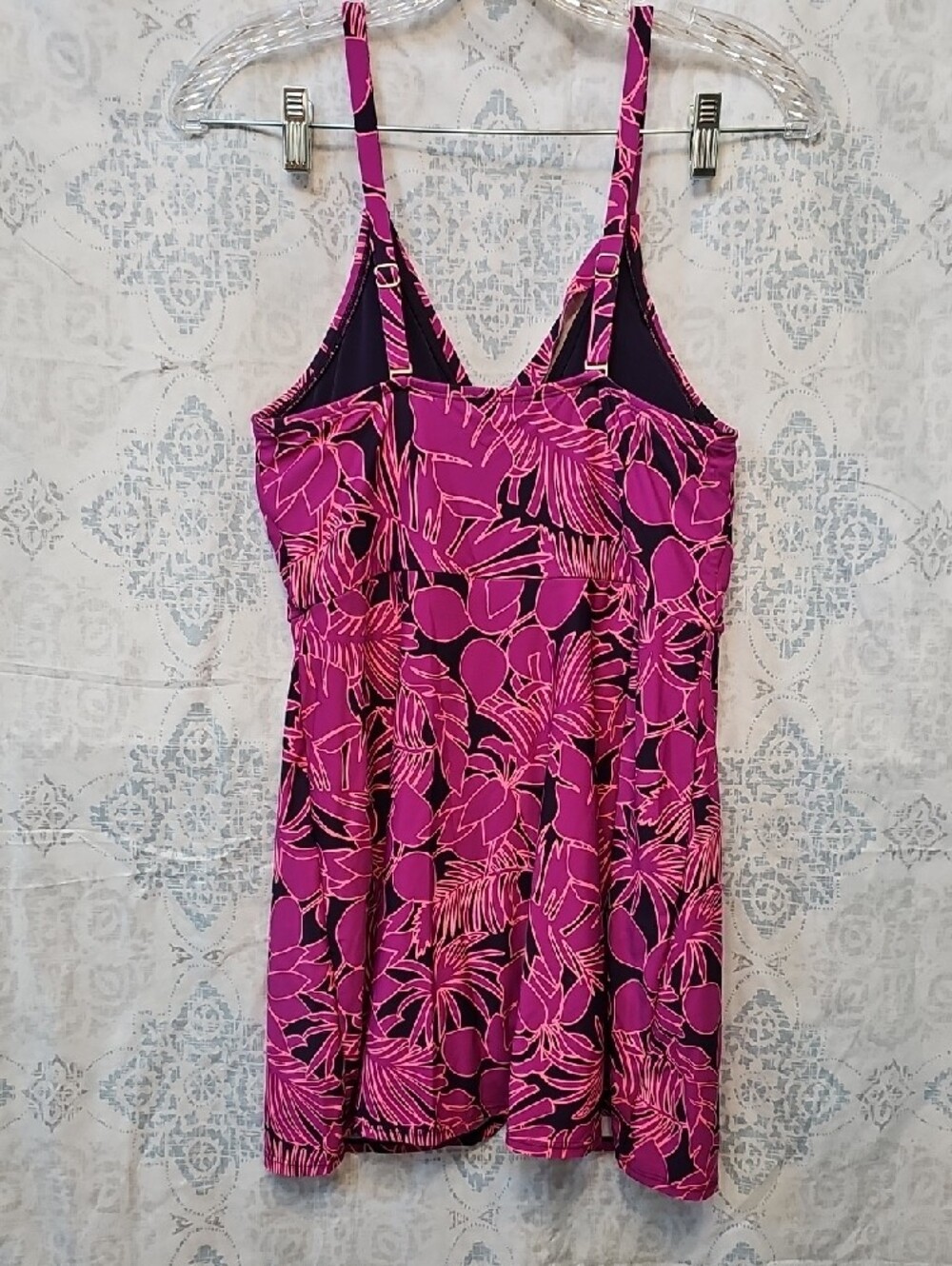 Lands' End Purple and Pink Floral Swim Dress - Picture 3 of 7